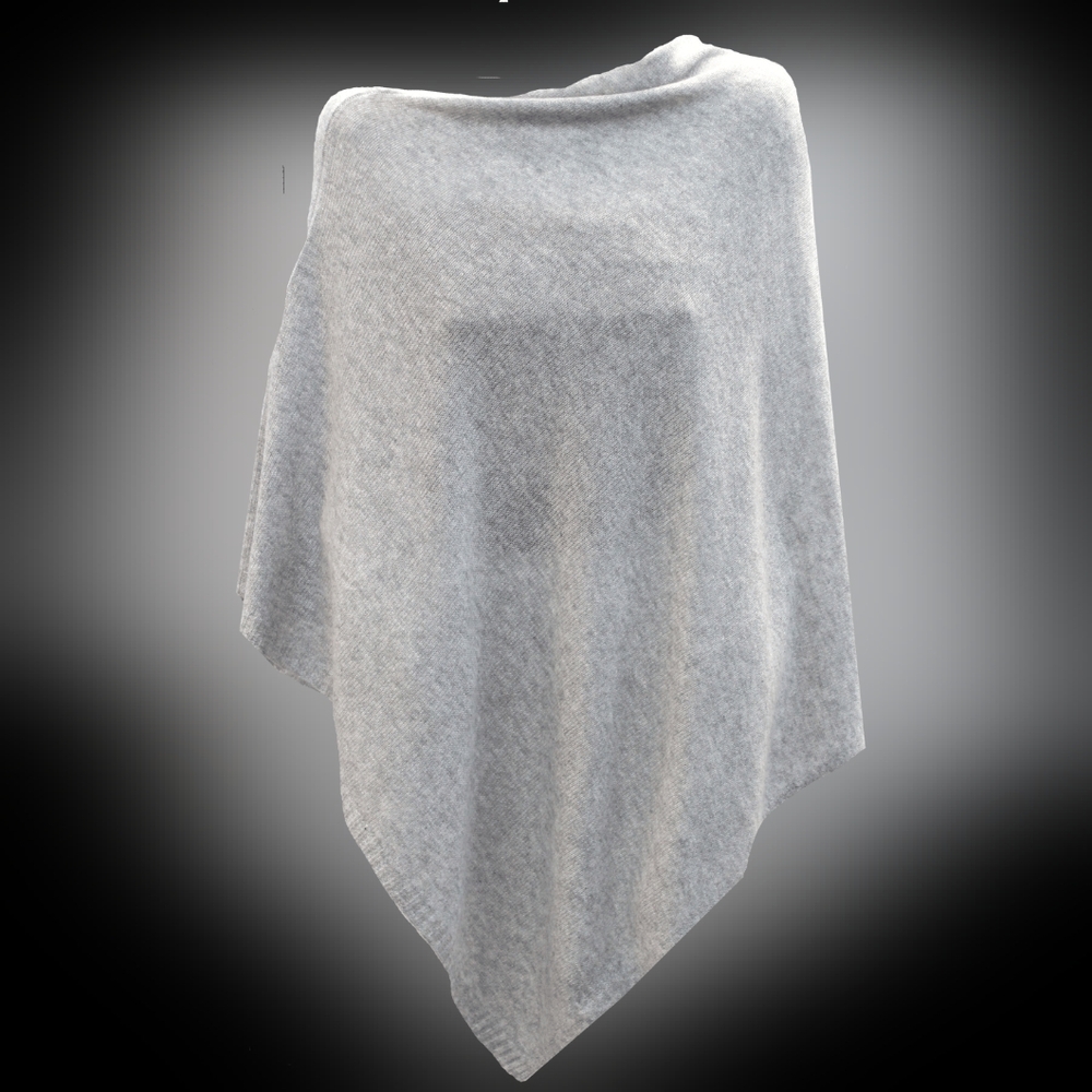 NWT La Florintina Elegant Gray Cashmere Poncho - Picture 2 of 2